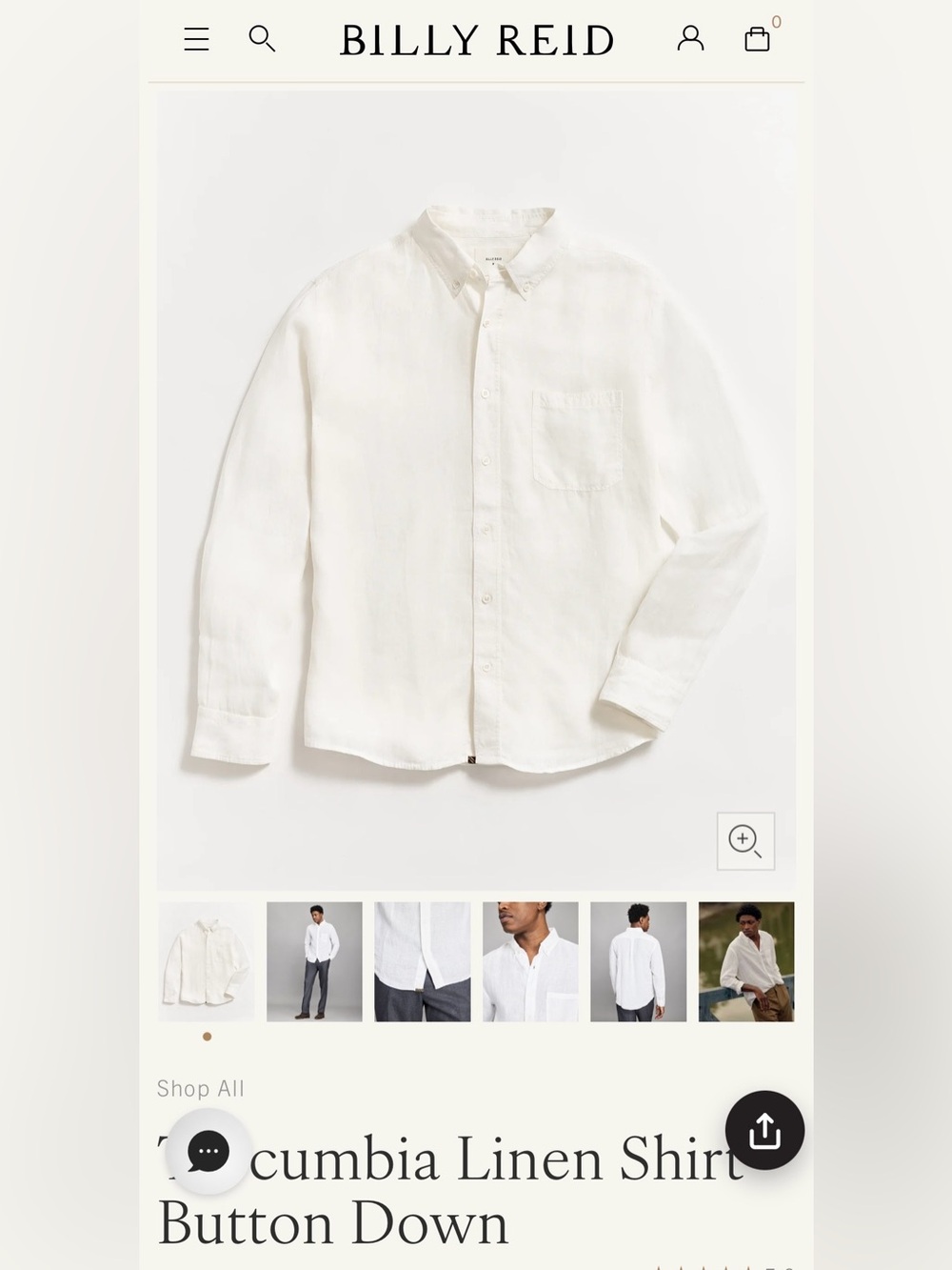 Billy Reid NWT Tuscumbia Linen Button Down Shirt Casual Luxury Creme Size Small